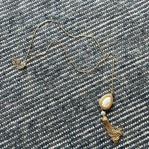 Lilly Pulitzer gold and cream tassel rhinestone necklace